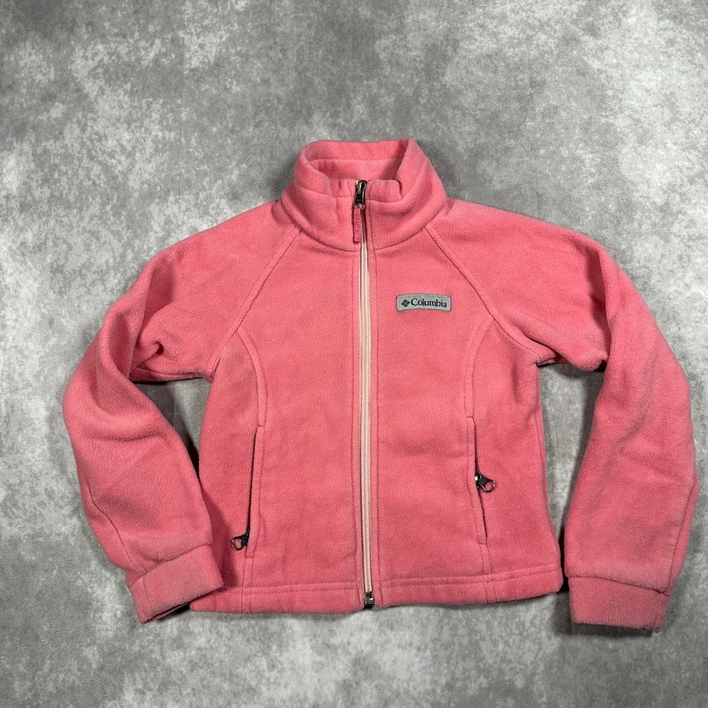 Columbia Girls Pink Fleece Full Zip Jacket Mock Neck XXS 4/5 Kids Outdoor Layer